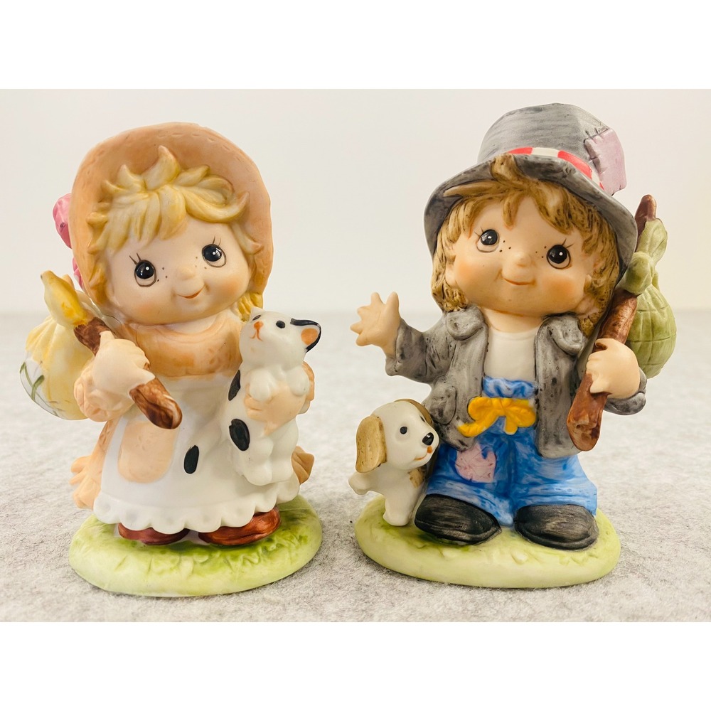 HOMCO Hobo Boy & Girl Porcelain Figurines #1460 Set‎ of 2 VINTAGE